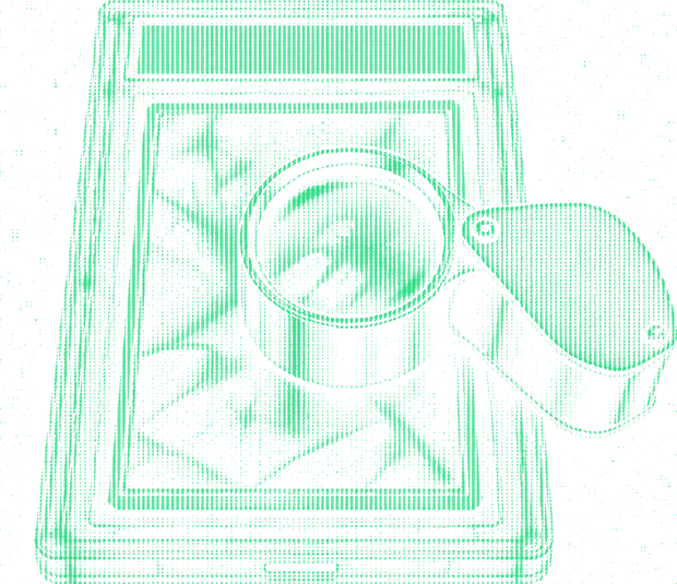 A jeweller's loupe on a graded slab